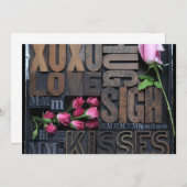 liefdeswoorden in letterpress-type uitnodiging (Voorkant / Achterkant)