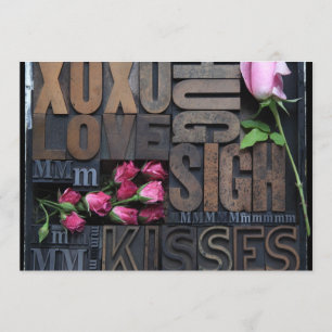liefdeswoorden in lettertype uitnodiging