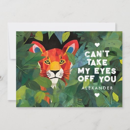 Liefdeswoorden Oerwoud Wild Tiger Valentijnsdag Pa Feestdagenkaart (Voorkant)