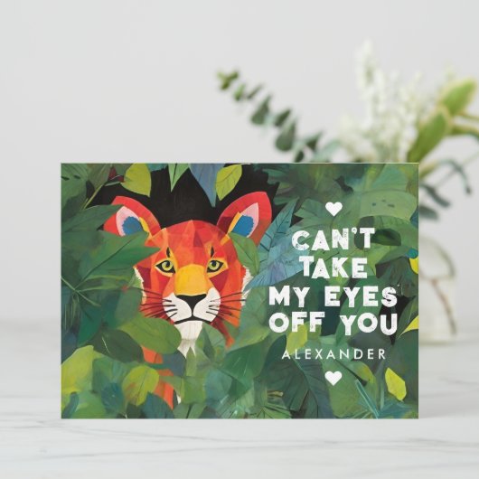 Liefdeswoorden Oerwoud Wild Tiger Valentijnsdag Pa Feestdagenkaart (Staand voorkant)