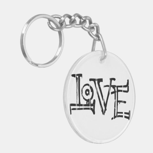 Liefdeswoordtypografie Sleutelhanger (Voorkant Links)