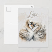 Liefdeszwanen romantische bruiloft briefkaart (Voorkant / Achterkant)