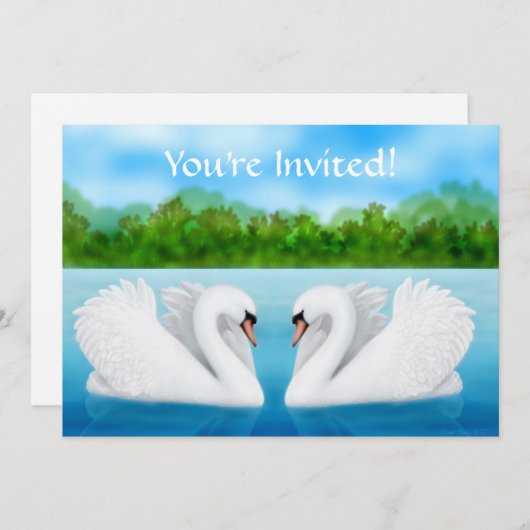 Liefdeszwanen Uitnodiging (Voorkant / Achterkant)