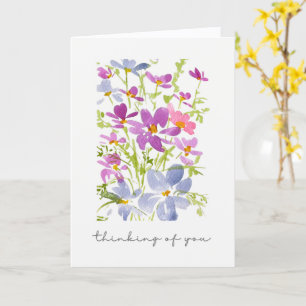 Liefdevol aan je denken Waterverf Bloemen  Kaart