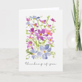 Liefdevol aan je denken Waterverf Bloemen  Kaart