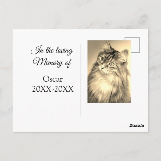 liefdevol aandenken rouwdienst voeg huisdier naam  briefkaart (Achterkant)