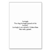 Liefdevol, bijwoord, hond thema lezing flashcards kaart (Achterkant)