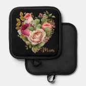 Liefdevol bloemenhart pannenlap (Voorkant / Achterkant)