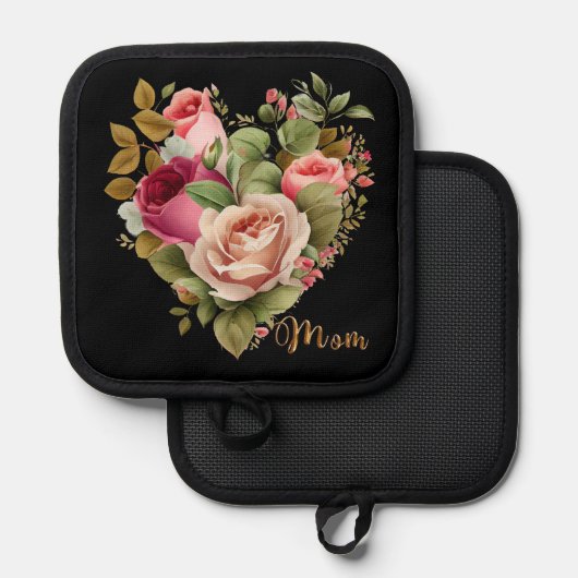 Liefdevol bloemenhart pannenlap (Voorkant / Achterkant)