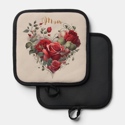 Liefdevol bloemenhart pannenlap (Voorkant / Achterkant)