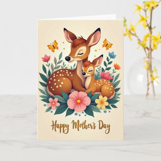 Liefdevol bosdier kaart (Gele Bloem)