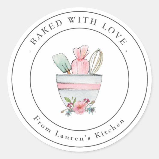 Liefdevol gebakken Mutsige Keukenbenodigdheden Lab Ronde Sticker (Voorkant)