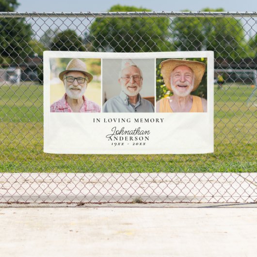 Liefdevol geheugen Moderne stijlvolle 3-foto begra Spandoek (Insitu)