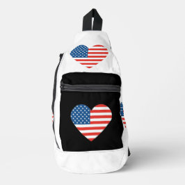 Liefdevol hart gevormd Amerikaanse vlag ontwerp Sling Bag