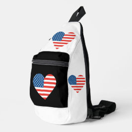 Liefdevol hart gevormd Amerikaanse vlag ontwerp Sling Bag