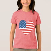 Liefdevol hart gevormd Amerikaanse vlag ontwerp Tri-Blend Shirt (Voorkant)