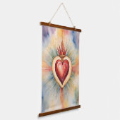 Liefdevol hart van Jezus Waterverf Hangend Wandkleed (Gebogen)