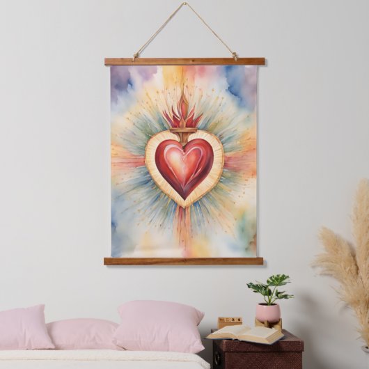 Liefdevol hart van Jezus Waterverf Hangend Wandkleed (Slaapkamer)