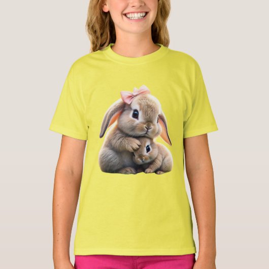 Liefdevol konijn en Baby Kinderen T-shirt (Voorkant)