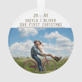 Liefdevol Koppel 1e Kerstmis Keepsake 2 Foto's Ornament (achterkant)