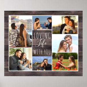 Liefdevol leven met jou 7 fotocollage Rustiek ho Poster