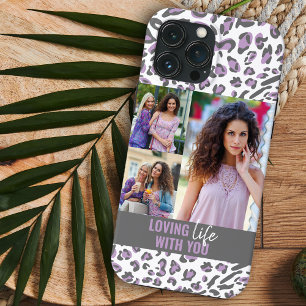 Liefdevol Leven met Jou Luipaardprint 3 Foto Lila Case-Mate iPhone Case