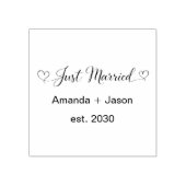 Liefdevol Net Getrouwd Harten Zwarte Script Rubberstempel (Afrduk)