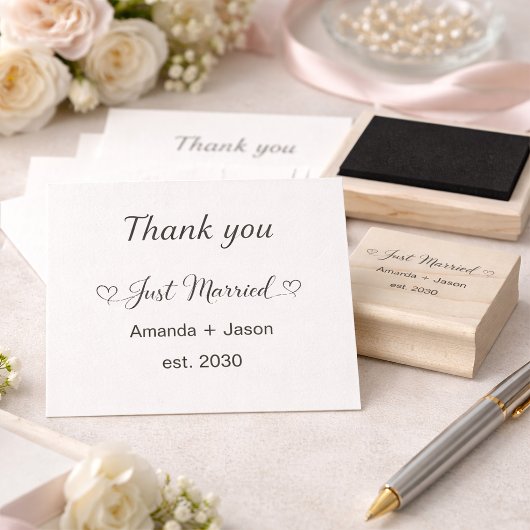Liefdevol Net Getrouwd Harten Zwarte Script Rubberstempel