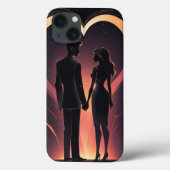 Liefdevol paar illustratie kunst iPhone case ontwe (Achterkant)
