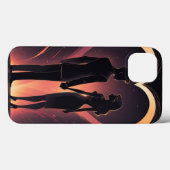 Liefdevol paar illustratie kunst iPhone case ontwe (Achterkant (horizontaal))