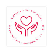 Liefdevol paar retour adres 2 handen 1 hart  zelfinktende stempel (Design)