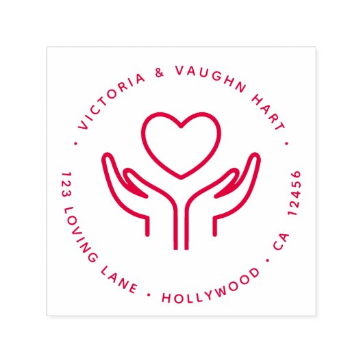 Liefdevol paar retour adres 2 handen 1 hart  zelfinktende stempel (Design)