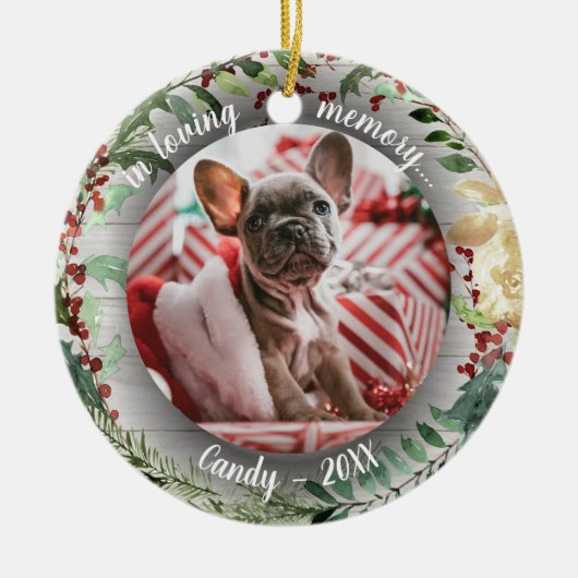 Liefdevol Rustiek Hond Dierenherinnering Aangepast Keramisch Ornament (Voorkant)