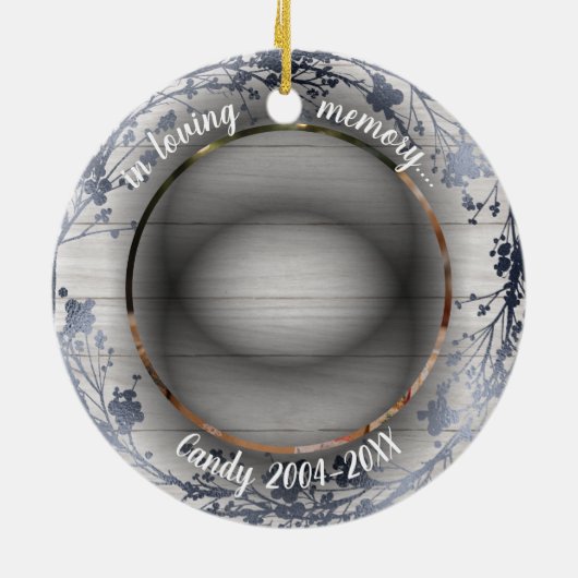 Liefdevol Rustiek Huisdierherdenking Aangepaste Fo Keramisch Ornament (Achterkant)