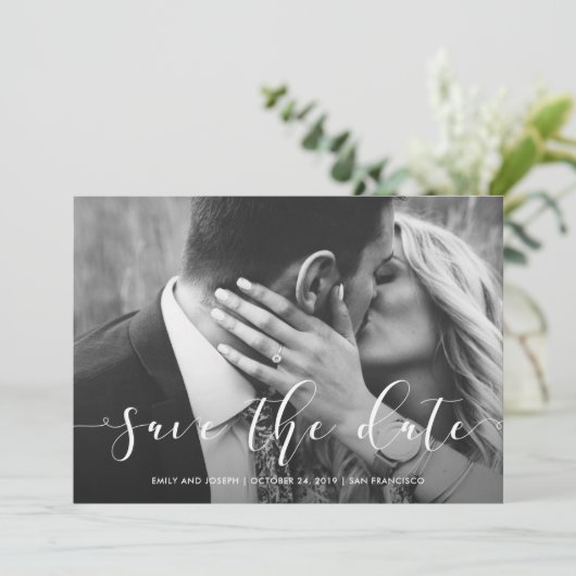 Liefdevol script | Sla de datum op met foto Save The Date (Staand voorkant)