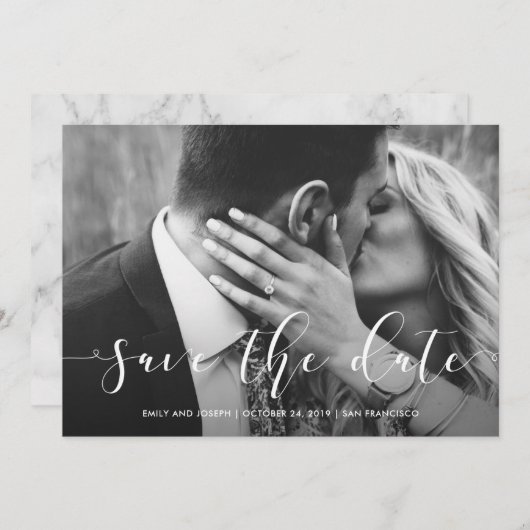 Liefdevol script | Sla de datum op met foto Save The Date (Voorkant / Achterkant)