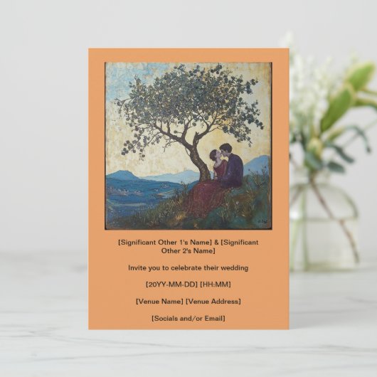 Liefdevol stel dat vrolijk zoent Uitnodiging (Staand voorkant)