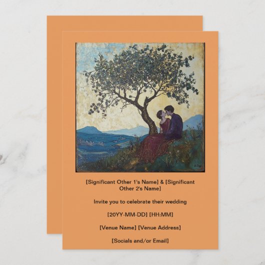 Liefdevol stel dat vrolijk zoent Uitnodiging (Voorkant / Achterkant)