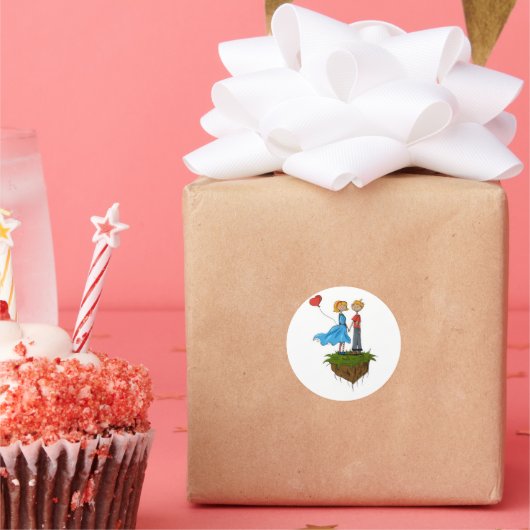 liefdevol stel ronde sticker (Feest)