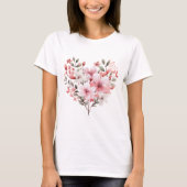 Liefdevol T-shirt met bloemenhart (Voorkant)