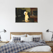 Liefdevol zitten of tv kijken Dachshond Canvas Afdruk (Insitu (Slaapkamer))