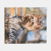 Liefdevolle aangepaste huisdierfoto met naam fleece deken (Voorkant (Horizontaal))