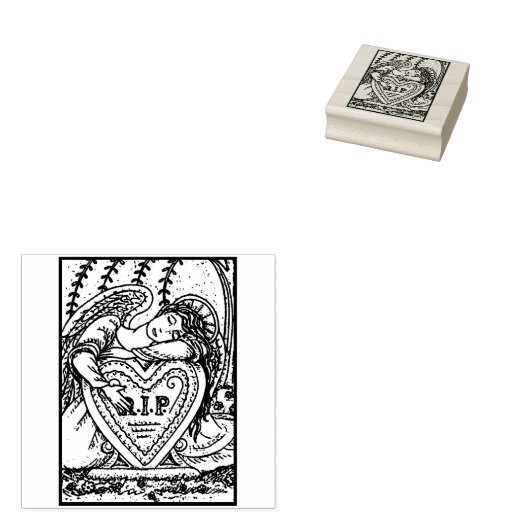 LIEFDEVOLLE BESCHERMENGEL, BEGRAAFPLAATS RIP RUBBE RUBBERSTEMPEL (Gestempeld)