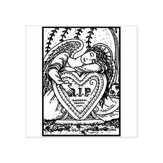 LIEFDEVOLLE BESCHERMENGEL, BEGRAAFPLAATS RIP RUBBE RUBBERSTEMPEL (Afrduk)