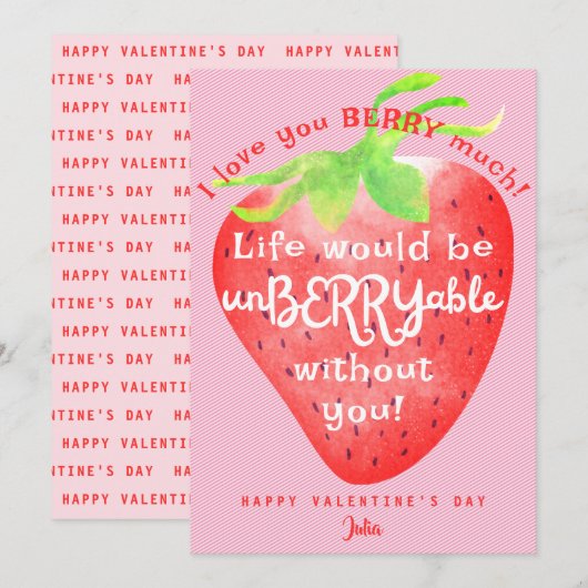 Liefdevolle bessen veel aardbei zoete Valentijnsda Feestdagenkaart (Voorkant / Achterkant)