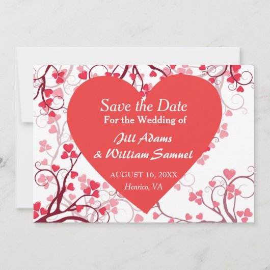 Liefdevolle Bewaar de Datum Valentijnshart Save The Date (Voorkant)