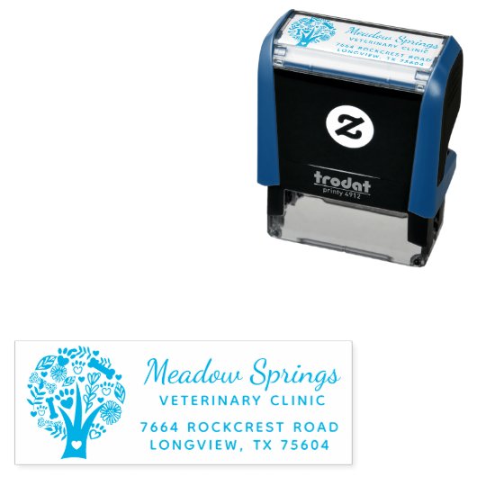 Liefdevolle Bloemen & Foliage Pet Paw Print Tree Zelfinktende Stempel (In situ)