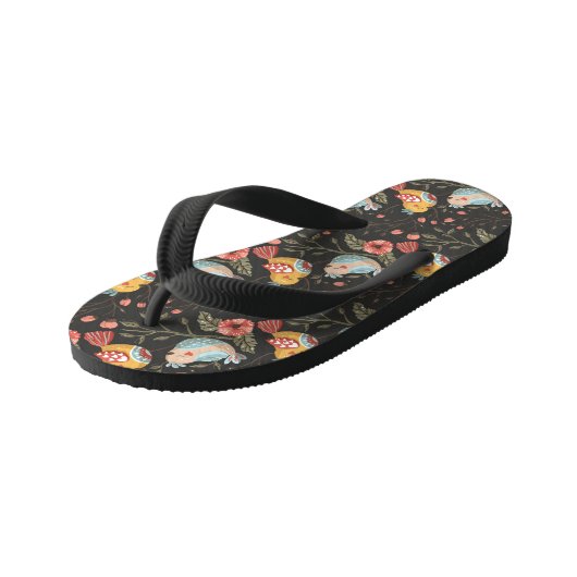 Liefdevolle Boho vogels bloemenpatroon Kinder Teenslippers (Schuin)