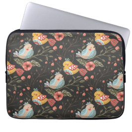 Liefdevolle Boho vogels bloemenpatroon Laptop Sleeve