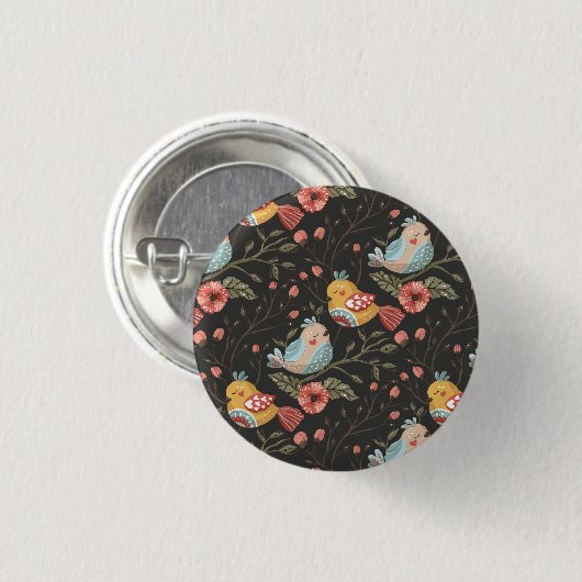 Liefdevolle Boho vogels bloemenpatroon Ronde Button 3,2 Cm (Voorkant /achterkant)